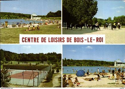 CPSM Centre de Loisirs de Bois le Roi (Seine et Marne) Le plan d'eau le manege les Tennis la plage
