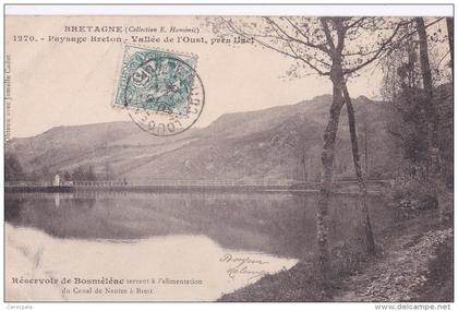 carte 1906 réservoir de Bosméléac : vallée de l'oust près Uzel :canal de Nantes a Brest