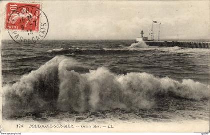 Boulogne sur Mer - Grosse Mer - bateau - boat CPA