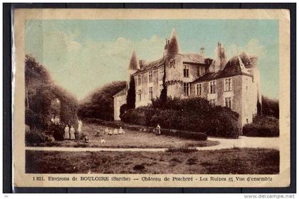 72 - Environs de Bouloire (sarthe) - Chateau de Pescheré - Les Ruines et Vue d'Ensemble - Colorisée