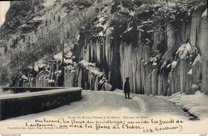 CPA Route du Bourg d'oisans a la Grave Paysage en hiver