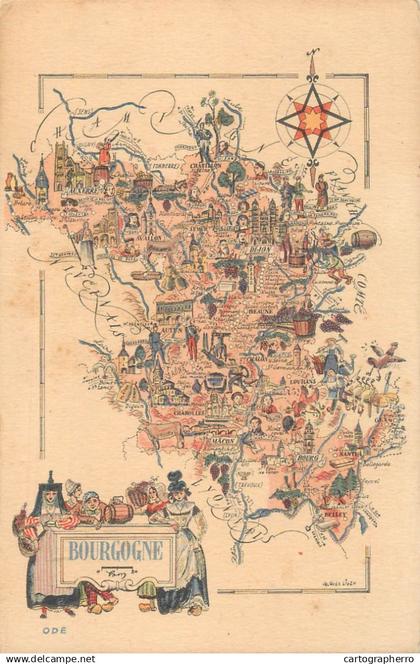 Bourgogne map cpa