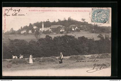 CPA St-Siméon-de-Bressieux, Vue de Bressieux et ses illustres Ruines