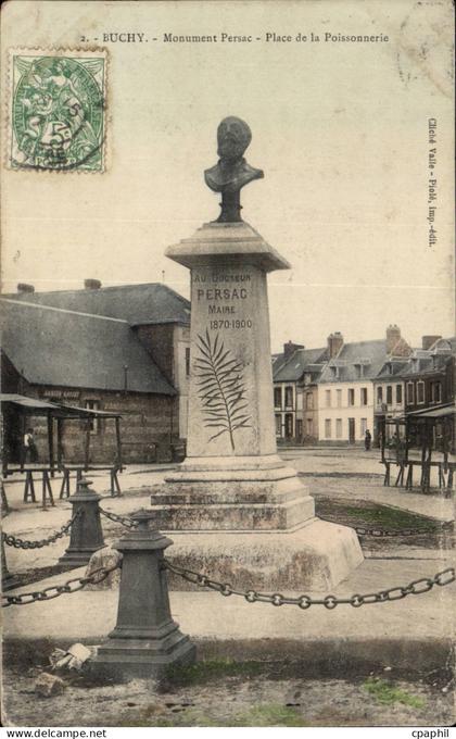 Buchy CPA Monument persac Place de la Poissonnerie