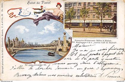 CPA 75 SALUT DE PARIS BRASSERIE RESTAURANTS MULLER ET BLAISOT BD MONTMARTRE 6 ET 8  1903