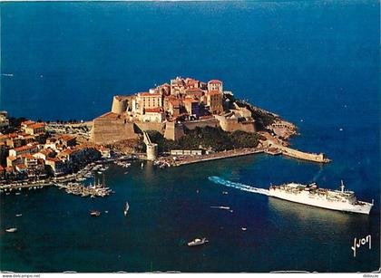 Carte Postale - 20 - Calvi - Sur son promontoire la Citadelle - Vue aérienne - Bateaux - Flamme Postale de Calvi - CPM -