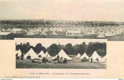 51 - Camp de Châlons - Mourmelon - Vue générale d'un campement sous tente - Animée - Militaria - CPA - Voir Scans Recto-