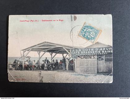 Carte postale. Canet Plage - Établissement sur la plage