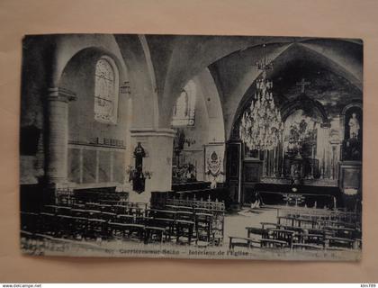 78 - Yvelines - Carrières sur Seine - Intérieur de l'église - Envoi autographe du curé du village - 2 scanns -
