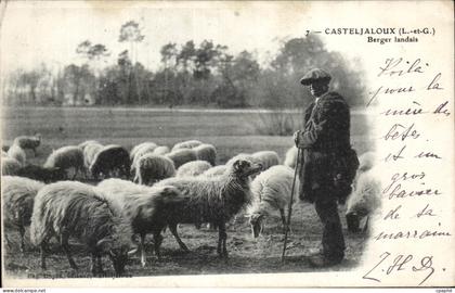 CPA Casteljaloux Berger Landais Moutons Sheep