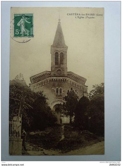 CASTERA-les-BAINS  (Gers)  :  L'EGLISE  (Façade)