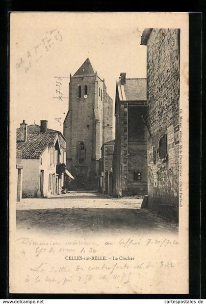 CPA Celles-sur-Belle, Le Clocher