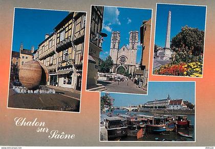 Carte Postale - 71 - Chalon sur Saone - Multivues - Péniches - Flamme Postale de Chalon sur Saone - CPM - Voir Scans Rec