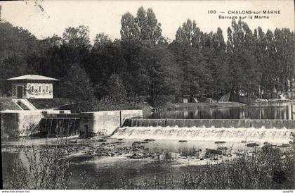 CPA Chalons sur Marne Barrage sur la Marne