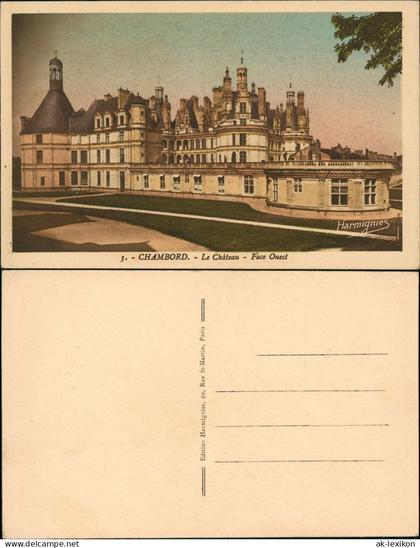 CPA Chambord Château de Chambord Schloss Face Ouest 1920