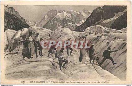 CPA Chamonix mont blanc crevasse sur la Mer de Glace Alpinisme