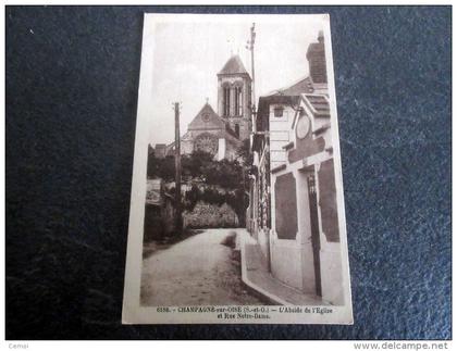 CPA - CHAMPAGNE sur OISE (95) - l'église et la Rue Notre-Dame