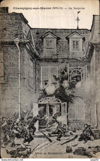 CPA Champigny sur Marne La Surprise Militaria 1870 1871