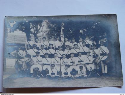 RHONE-CHARBONNIERE LES BAINS-CARTE PHOTO FANFARE AVEC ENFANTS -ANIMEE