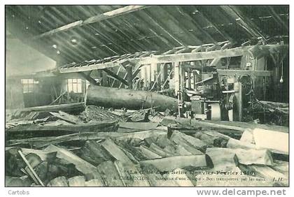 94 CHARENTON Crue 910 Intérieur d'une scierie Bois transportés par les eaux