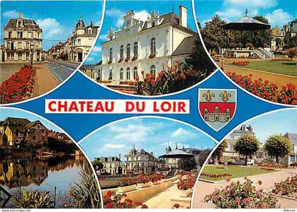 Carte Postale - 72 - Château du Loir - Multivues - Fleurs - Blasons - Flamme Postale de Château du Loir - CPM - Voir Sca
