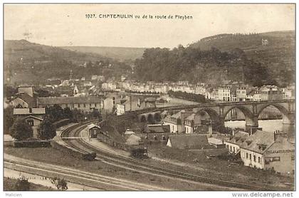 - finistere -ref -D79 - chateaulin  -  vue de la route de pleyben - ligne de chemin de fer - halte - carte bon etat -