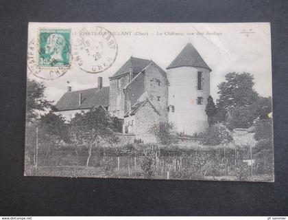 Frankreich 1928 Chateaumeillant (Cher) Le Chateau vue des Jardins an eine Adresse in Luxemburg geschrieben