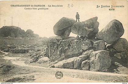 48 - Chateauneuf de Randon - La Souchère - Curieux blocs granitiques - Animée - CPA - Voir Scans Recto-Verso