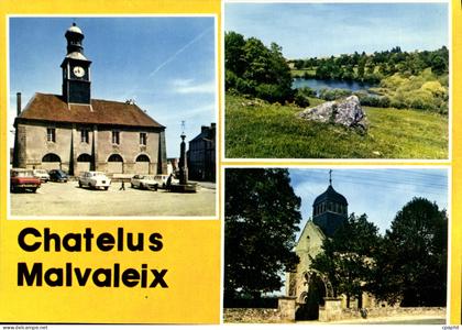 CPSM CHATELUS-MALVALEIX mairie étang prune église