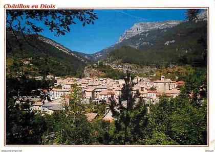 Carte Postale - 26 - Chatillon en Diois - Vue Générale - La Chaine du Glandasse au fond - Flamme Postale de Chatillon en