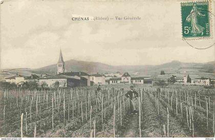 Carte Postale Ancienne - 69 - Chénas - Vue Générale - Animée - Vignes - CPA - Oblitération ronde de 1907 - Voir Scans Re