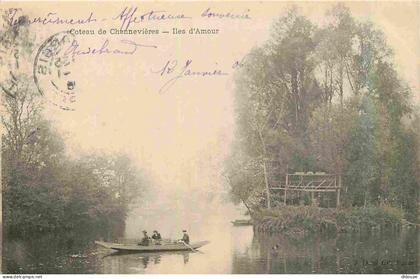 Carte Postale Ancienne - 94 - Chennevieres sur Marne - Coteau de Chennevières - Iles d'Amour - Animée - Canotage - CPA -