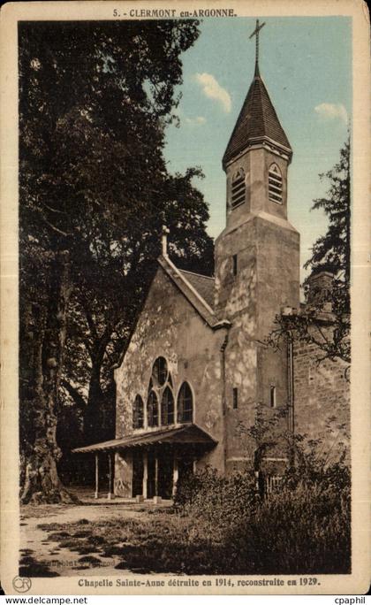 CPA Guerre Clermont en Argonne Chapelle Sainte Aune detruite en reconstruite en