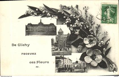 CPA De Clichy Recevez ees Fleurs