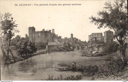 Clisson CPA Vue generale d'apres une gravure ancienne