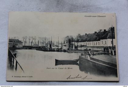 Condé sur l'Escaut, port sur le canal de Mons, Nord 59