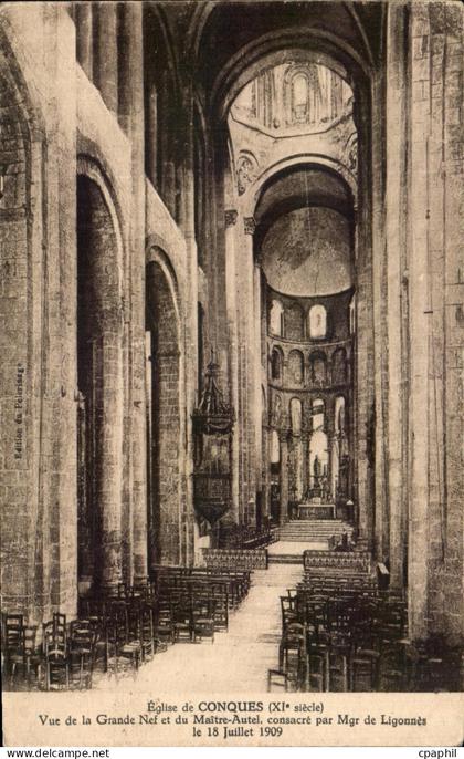 CPA Conques Eglise de la Grande Nef et du Maitre Autel Consacre par Mgr
