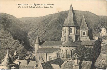 CPA Conques L'Eglise Vue prise de l'Abside et Gorge Sainte Foy