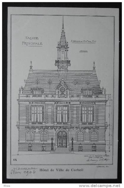 91 Corbeil-Essonnes mairie hotel de ville plan architecte    D91D  K91174K  C91174C RH026768