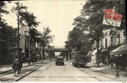 CPA Courbevoie Boulevard de Courbevoie Station des tramways