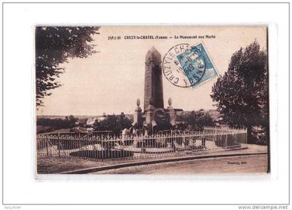 89 CRUZY LE CHATEL Monument aux Morts, Guerre 1914-18, ed Boudrey 758736, 1949