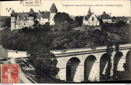 CPA CULAN viaduc château église