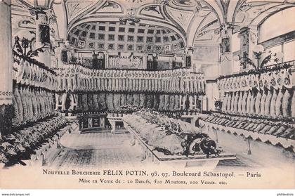 PARIS 02 arrondissement FELIX POTIN nouvelle Boucherie 95,97 boulevard Sebastopol (étalage de Viandes )