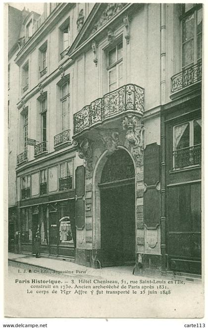 75 - B18261CPA - PARIS ARR. 04 - hotel Cheniseau - paris historique - Très bon état - PARIS