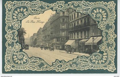 PARIS - Vème arrondissement - La Rue Monge (jolie carte avec dentelle )