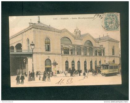 Paris 14 - Gare Montparnasse ( n°137 colorisée tramway )