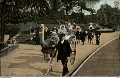 75 - PARIS - arrondissement 16 - jardin d'acclimatation - attelage autruche