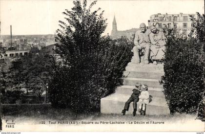 Paris - 20 - Square du Pere Lachaise - Le Declin et l'Aurore - enfants - charming card - CPA