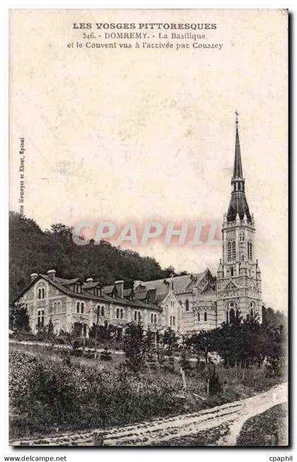Vosges Domremy CPA La basilique et le couvent vue a l'arrivee par Coussey