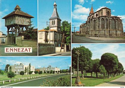 63 Ennezat carte 5 vues pigeonnier ecole eglise maison de retraite , cachet obliteration Ennezat